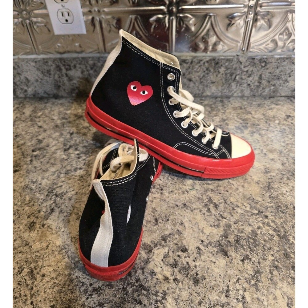 Comme des Garçons Play x Converse Chuck 70 High Black Red Sneakers Sz  W10/M8